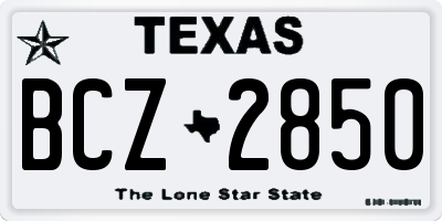 TX license plate BCZ2850