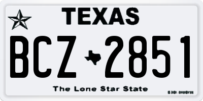 TX license plate BCZ2851