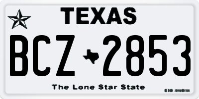 TX license plate BCZ2853