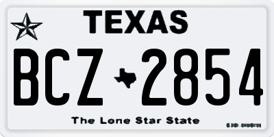 TX license plate BCZ2854