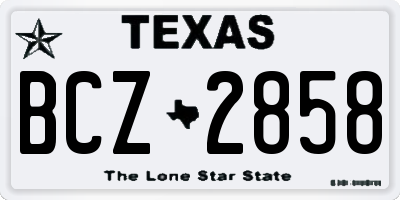 TX license plate BCZ2858
