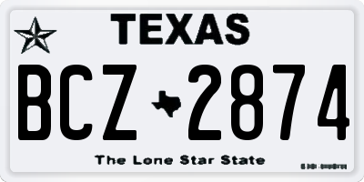 TX license plate BCZ2874