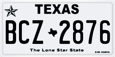 TX license plate BCZ2876