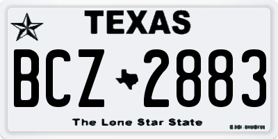 TX license plate BCZ2883