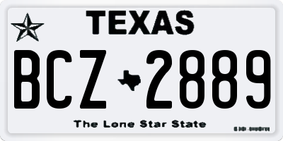 TX license plate BCZ2889