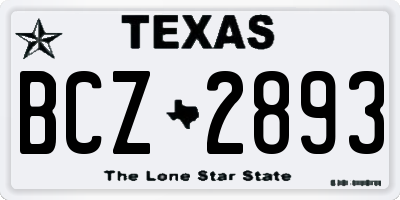 TX license plate BCZ2893