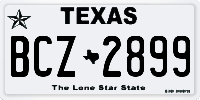 TX license plate BCZ2899