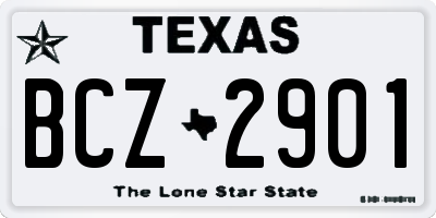 TX license plate BCZ2901