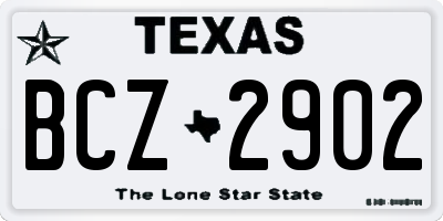 TX license plate BCZ2902