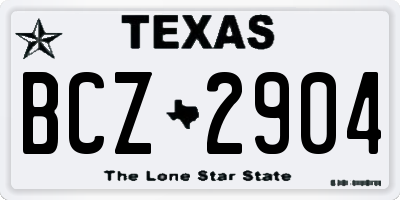 TX license plate BCZ2904