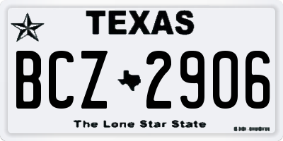 TX license plate BCZ2906
