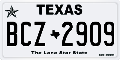 TX license plate BCZ2909