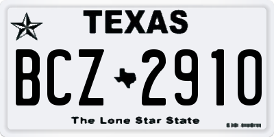 TX license plate BCZ2910