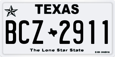 TX license plate BCZ2911