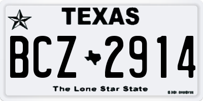 TX license plate BCZ2914