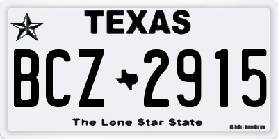 TX license plate BCZ2915