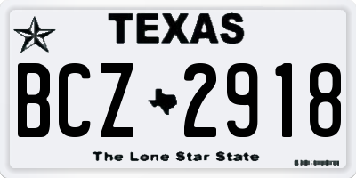 TX license plate BCZ2918