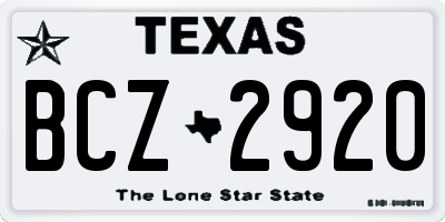 TX license plate BCZ2920