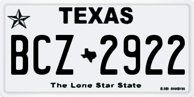TX license plate BCZ2922