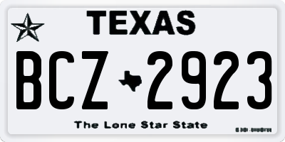 TX license plate BCZ2923