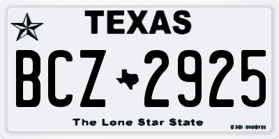 TX license plate BCZ2925