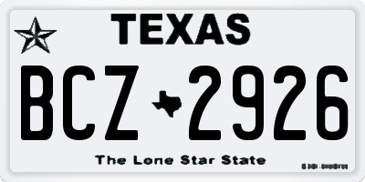TX license plate BCZ2926