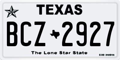 TX license plate BCZ2927