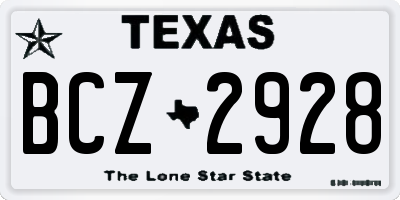 TX license plate BCZ2928