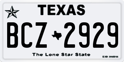 TX license plate BCZ2929