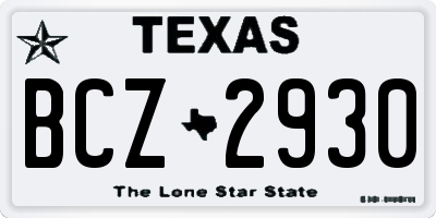 TX license plate BCZ2930