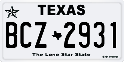 TX license plate BCZ2931