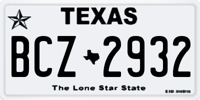 TX license plate BCZ2932