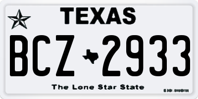 TX license plate BCZ2933