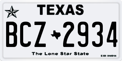 TX license plate BCZ2934