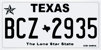 TX license plate BCZ2935