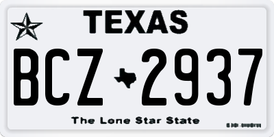 TX license plate BCZ2937
