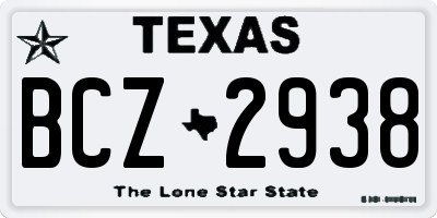 TX license plate BCZ2938