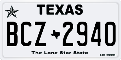 TX license plate BCZ2940