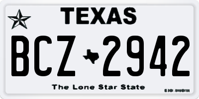 TX license plate BCZ2942
