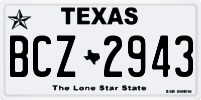 TX license plate BCZ2943