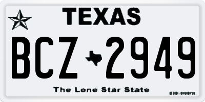 TX license plate BCZ2949