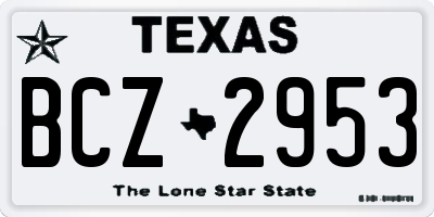 TX license plate BCZ2953