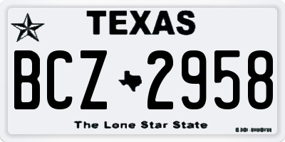 TX license plate BCZ2958