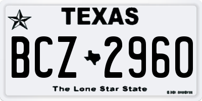 TX license plate BCZ2960