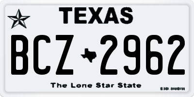 TX license plate BCZ2962
