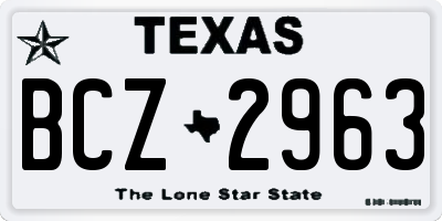 TX license plate BCZ2963