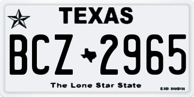 TX license plate BCZ2965