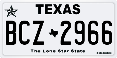 TX license plate BCZ2966
