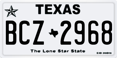 TX license plate BCZ2968