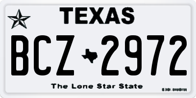 TX license plate BCZ2972